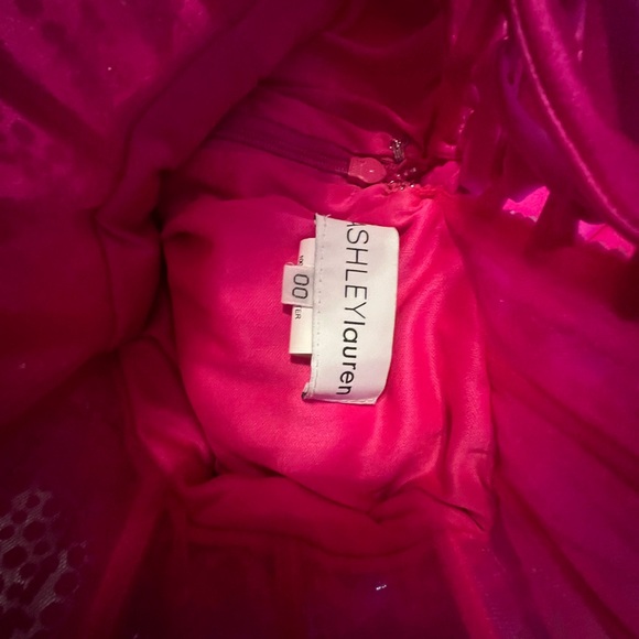 Ashley Lauren Designer hot pink beaded Prom Dress Size 00 - Picture 6 of 9